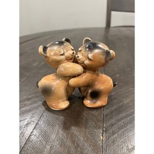 Vtg Van Tellingen Bear Hug Salt & Pepper Shakers Huggers Brown Black‎